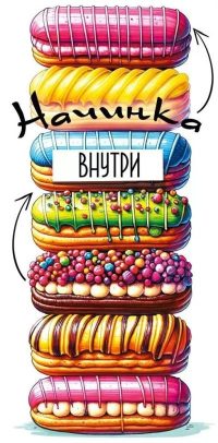 Конверт для денег. Начинка внутри. Эклеры