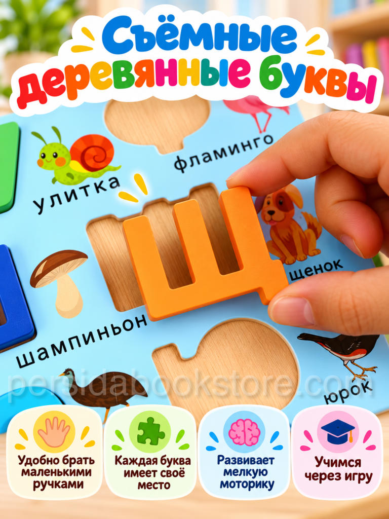 Деревянный русский алфавит 33 буквы — развивающая азбука-пазл - Image 3